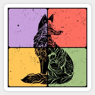 Fox Silhouette Minimalist Wildlife Art Sticker